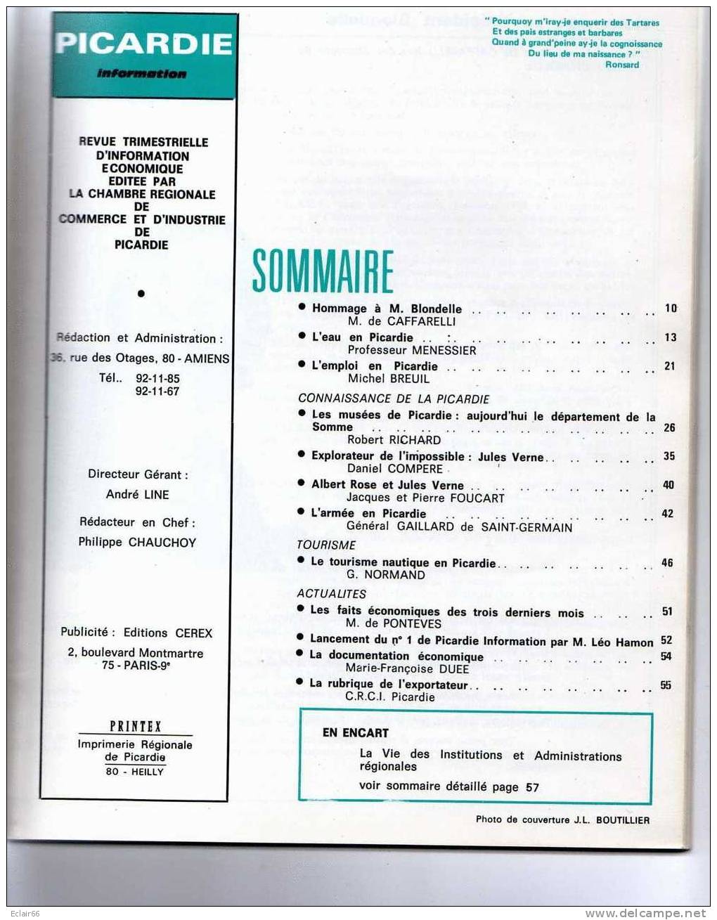 PICARDIE    INFORMATION  ANNEE  1971, 90 Pages    Nombreuses Photos , Publicitée, Documents Sommaire Scannée - Picardie - Nord-Pas-de-Calais