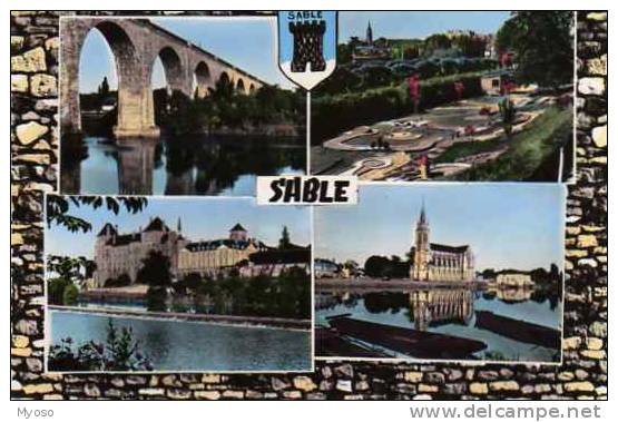 72 SABLE Le Pont Le Golf Miniature Abbaye De Solesmes L'Eglise Et La Sarthe - Sable Sur Sarthe
