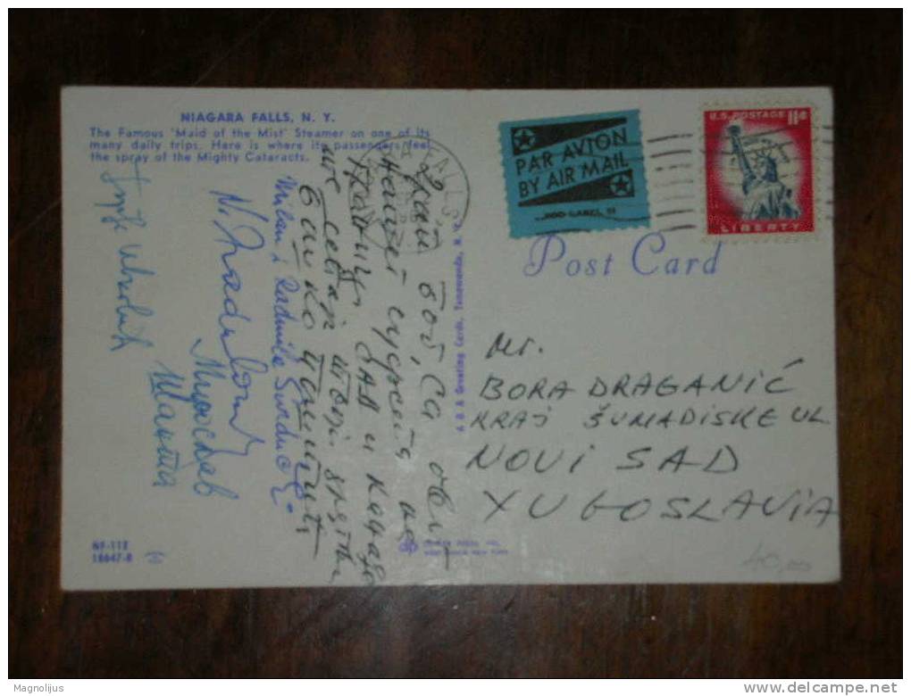 United States,Air Mail,Par Avion POD Label,Aero Post,Niagara Falls,Boat,Ship,postcard - 3a. 1961-… Afgestempeld