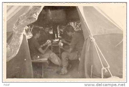 Soldats Jouant Aux Cartes Sous Tente - Photo Format Cpa  9 X 14 ( 9191) - Carte Da Gioco