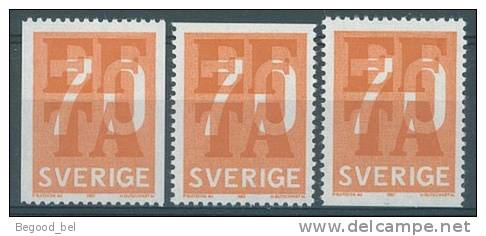 SWEDEN - 1967 - MNH/*** - ASSOCIATION EUROPEENNE LIBRE ECHANGE EFTA  -  Yv 557+557a - Mi 573C+573Do+573Du -   Lot 1256 - Neufs