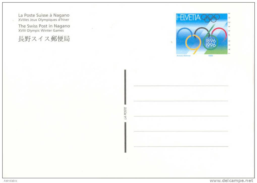 Suisse 1998 " Jeux Olympiques D´hiver à Nagano " Entier Postal (3) - Hiver 1998: Nagano