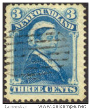 Newfoundland #49 XF Used 3c Blue Victoria From 1880 - 1865-1902