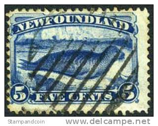 Newfoundland #55 Used 5c Bright Blue Harp Seal From 1894 - 1865-1902