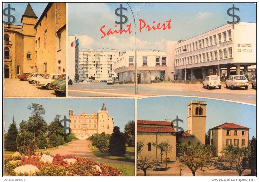 SAINT ST PRIEST Rhône 69 : Multivue Hotel De Ville Chateau 1981 ( Renault 16 R16 R4 4L  ) - Saint Priest