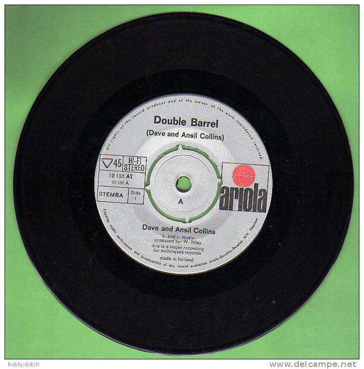 * 7" *  DAVE & ANSIL COLLINS - DOUBLE BARREL (Holland 1970 Ex-!!!) - Disco, Pop