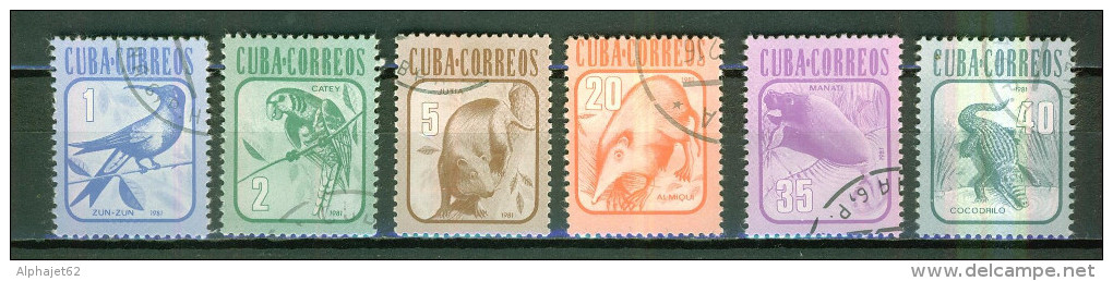 Animaux - Colibri, Perroquet, Agouti - CUBA - Faune - Almiqui, Lamantin, Crocodile - N° 2316 à 2321 - 1981 - Oblitérés