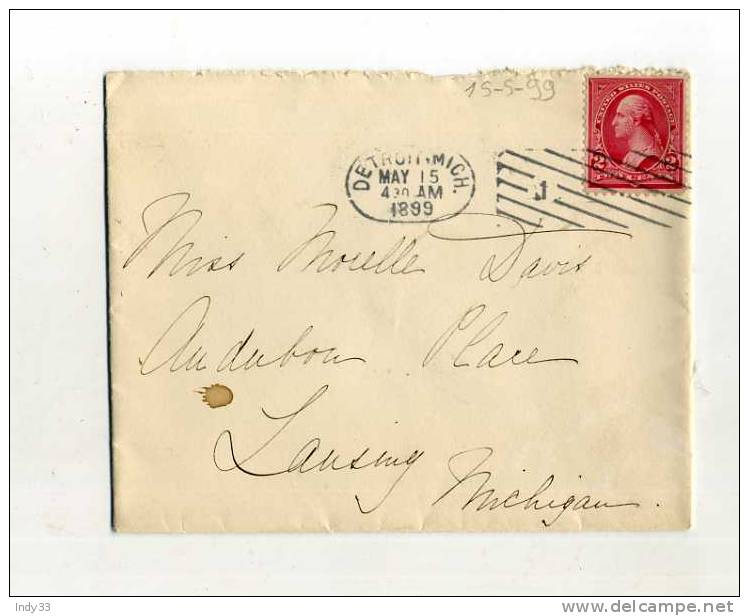 -  ETATS UNIS 1847/99 . AFFRANCHISSEMENT SIMPLE SUR ENVELOPPE DE 1899  . CIRCULATION INTERIEURE - Covers & Documents