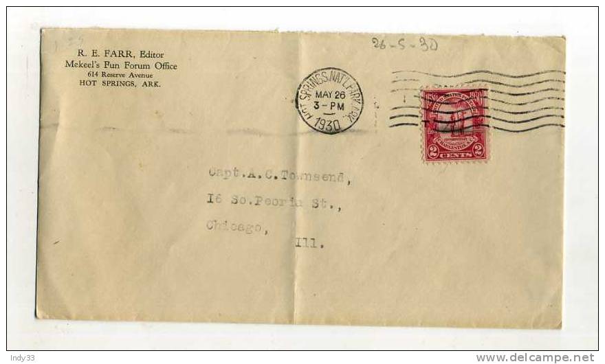 -  ETATS UNIS 1921/40 . AFFRANCHISSEMENT SIMPLE SUR ENVELOPPE DE 1930  . CIRCULATION INTERIEURE - Briefe U. Dokumente