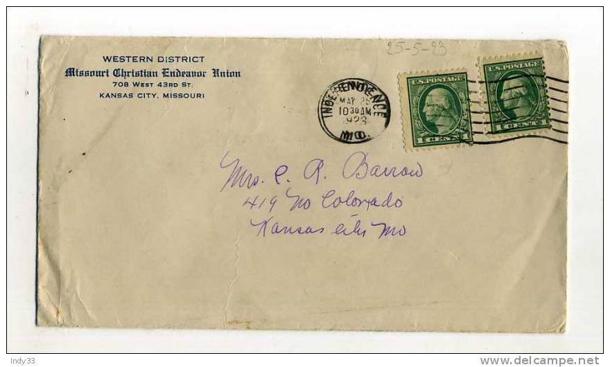 -  ETATS UNIS 1921/40 . AFFRANCHISSEMENT COMPOSE SUR ENVELOPPE DE 1923  . CIRCULATION INTERIEURE - Briefe U. Dokumente