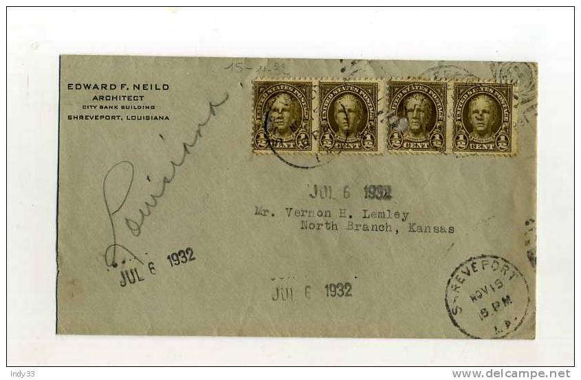 -  ETATS UNIS 1921/40 . AFFRANCHISSEMENT COMPOSE SUR ENVELOPPE DE 1932  . CIRCULATION INTERIEURE - Covers & Documents