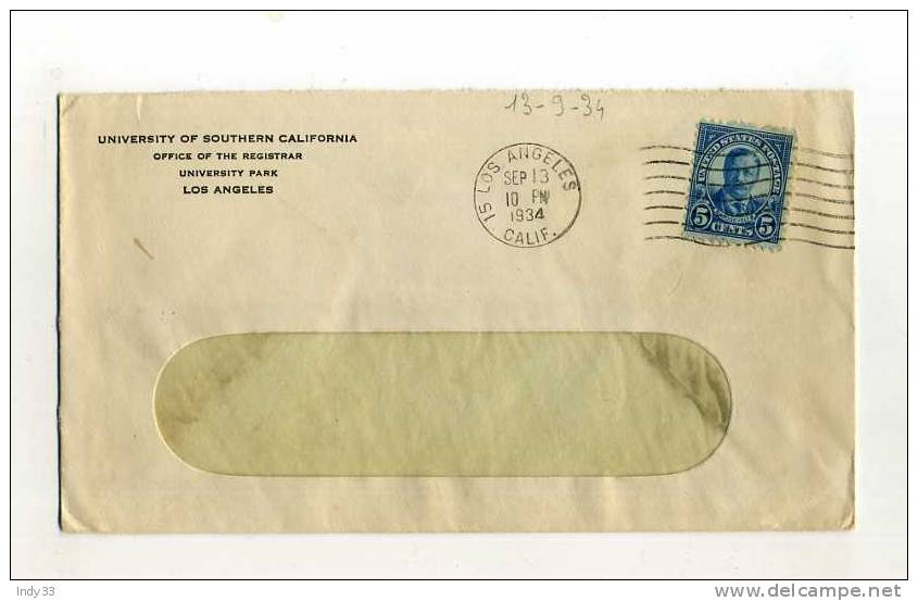 -  ETATS UNIS 1921/40 . AFFRANCHISSEMENT SIMPLE  SUR ENVELOPPE DE 1934  . CIRCULATION INTERIEURE - Covers & Documents