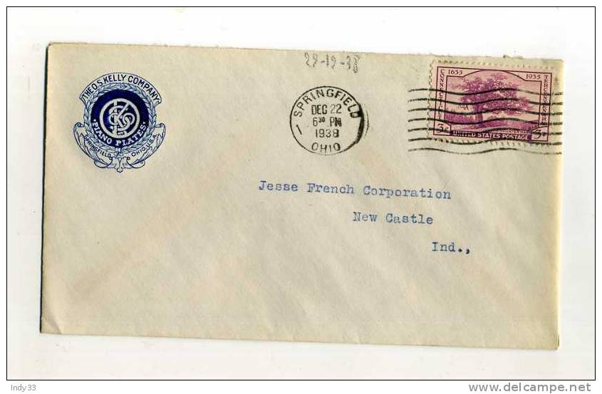 -  ETATS UNIS 1921/40 . AFFRANCHISSEMENT SIMPLE  SUR ENVELOPPE DE 1938  . CIRCULATION INTERIEURE - Briefe U. Dokumente