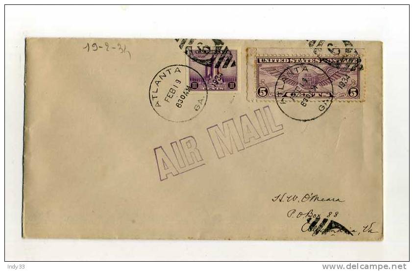 -  ETATS UNIS POSTE AERIENNE 1918/40 . AFFRANCHISSEMENT COMPOSE SUR ENVELOPPE  DE 1934 .  CIRCULATION INTERIEURE - 1c. 1918-1940 Briefe U. Dokumente