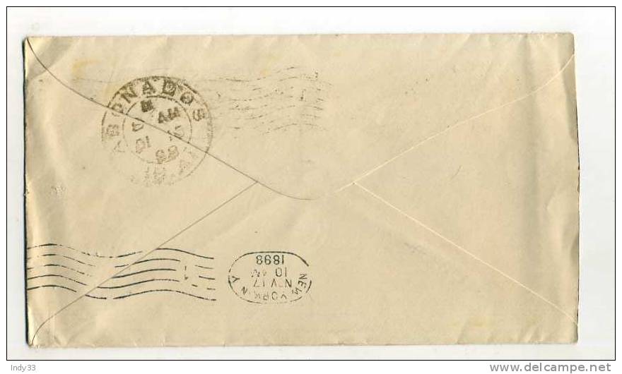 -  ETATS UNIS ENTIERS POSTAUX ...1900  . AFFRANCHISSEMENT COMPOSE SUR ENVELOPPE  DE 1898  POUR L´ARGENTINE - ...-1900