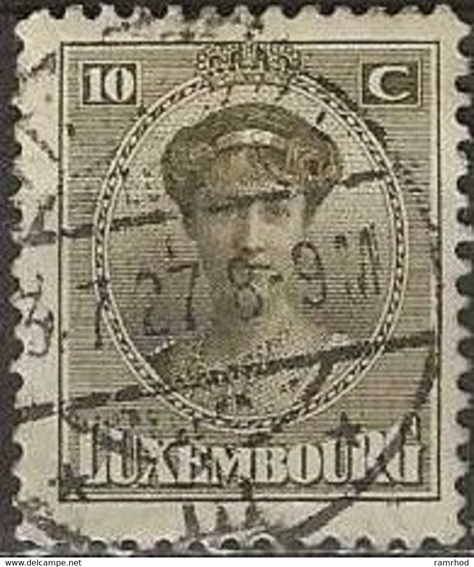 LUXEMBOURG 1921 Grand Duchess Charlotte - 10c. - Green FU - 1921-27 Charlotte Frontansicht