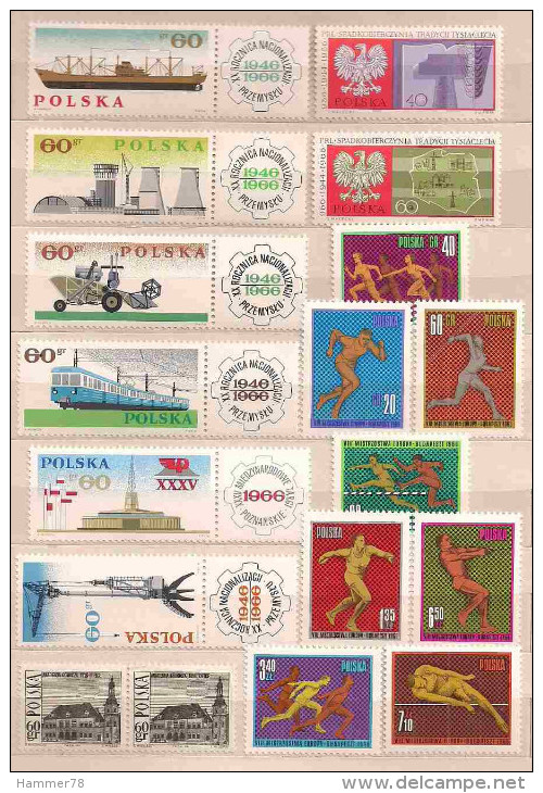 POLAND 1966 MIX 20th ANNIVERSARY OF INDUSTRIAL NATIONALIZATION & OTHERS MNH - Neufs