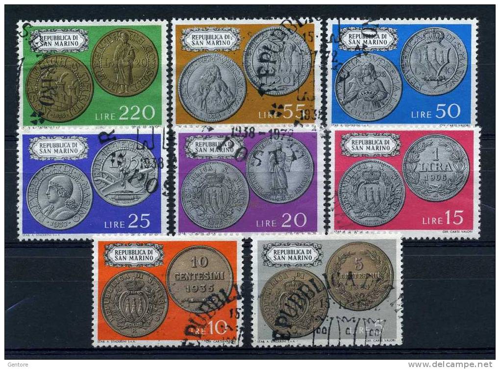 SAN MARINO 1972 Cpl Set Of 8 Sassone Cat 868/75  Fine Used With Nice Cancellation - Coins