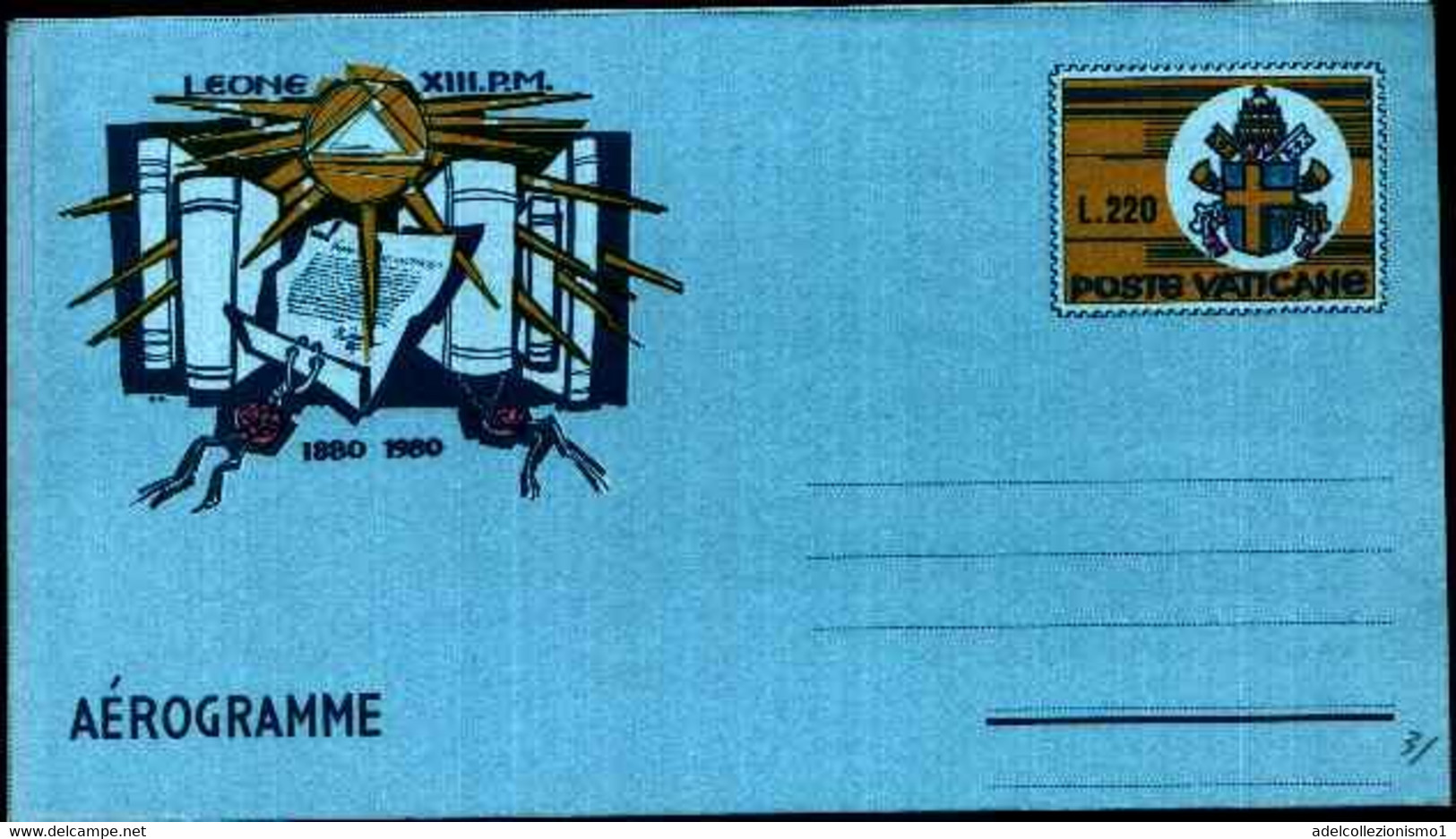 37758) VATICANO-Archivio Segreto Vaticano - Aerogramma - 4 Dicembre 1980 DA 220 L. - Airmail