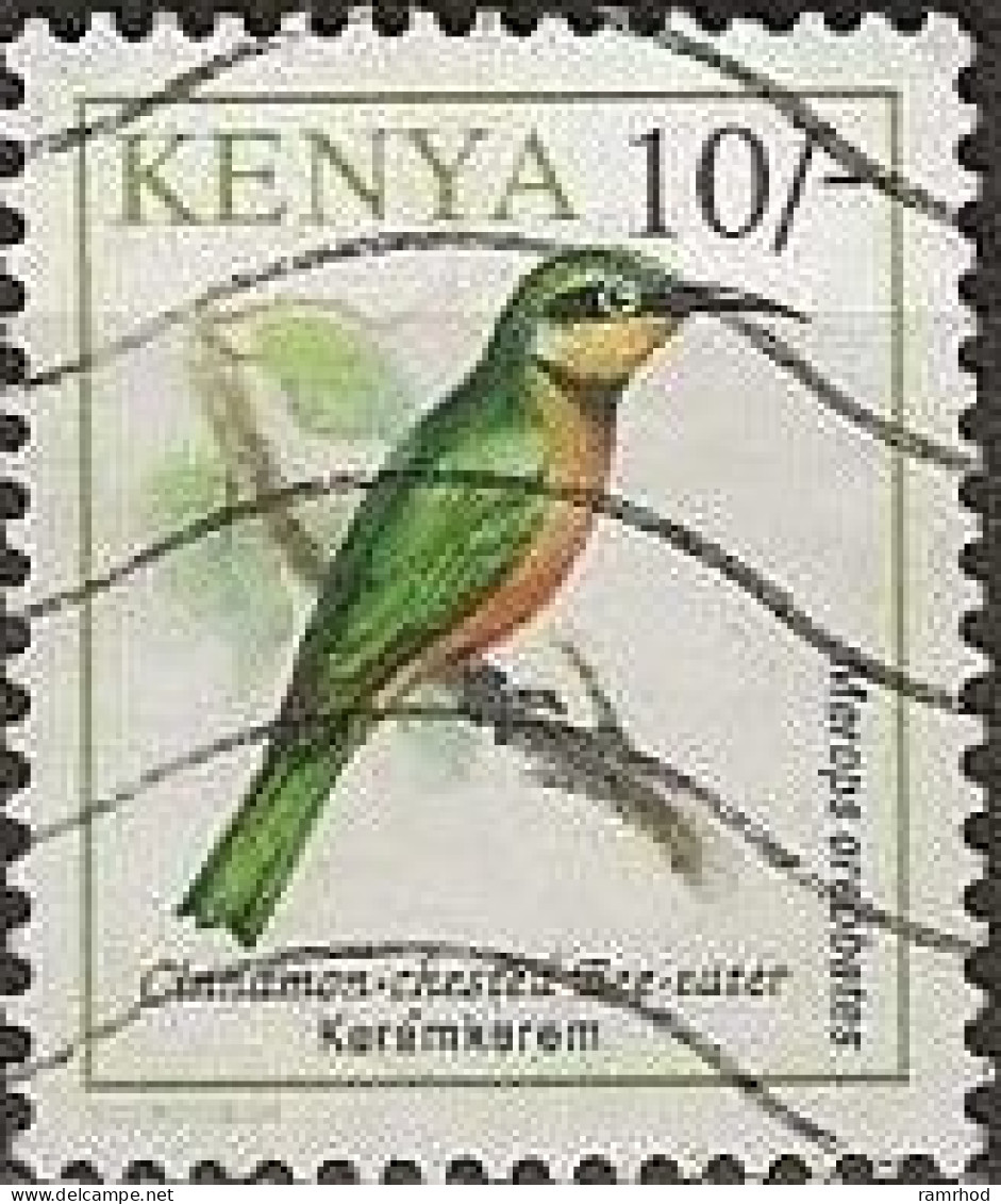 KENYA 1993 BIRDS - 10s. - Cinnamon-chested Bee Eater FU - Kenya (1963-...)