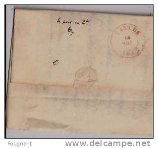 BELGIQUE : 1842:Précurseur:NAMUR Pour MARCHE.Oblit.Namur Double Cercle Rouge+.avec Texte.Verso:oblit.MARCHE, Double Cerc - 1830-1849 (Belgique Indépendante)