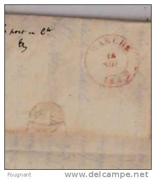 BELGIQUE : 1842:Précurseur:NAMUR Pour MARCHE.Oblit.Namur Double Cercle Rouge+.avec Texte.Verso:oblit.MARCHE, Double Cerc - 1830-1849 (Independent Belgium)