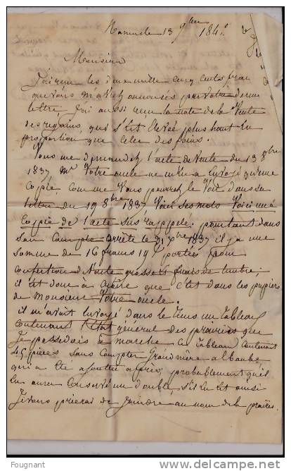 BELGIQUE : 1842:Précurseur:NAMUR Pour MARCHE.Oblit.Namur Double Cercle Rouge+.avec Texte.Verso:oblit.MARCHE, Double Cerc - 1830-1849 (Onafhankelijk België)