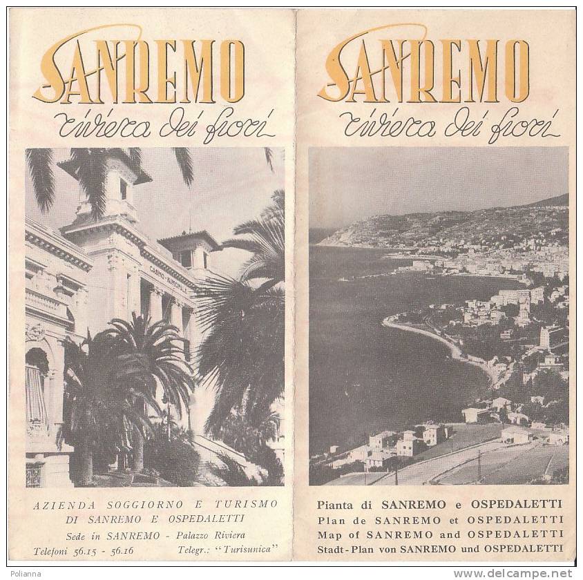 24/P5 Brochure Pubblicitaria SANREMO E OSPEDALETTI Anni '50 - Pubblicitari