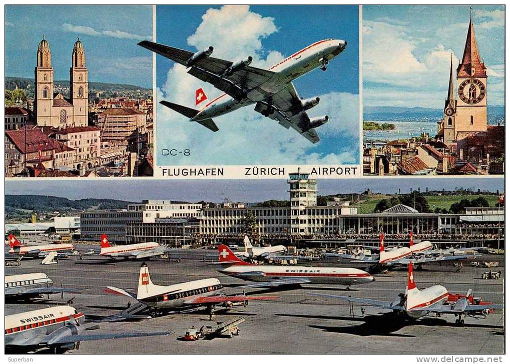 AVIATION CIVILE - ANNÉE: ENV. 1970 - AVIONS Aux HÉLICES Et CARAVELLE Sur L´ AÉROPORT ZÜRICH - KLOTEN (e-227) - 1946-....: Moderne