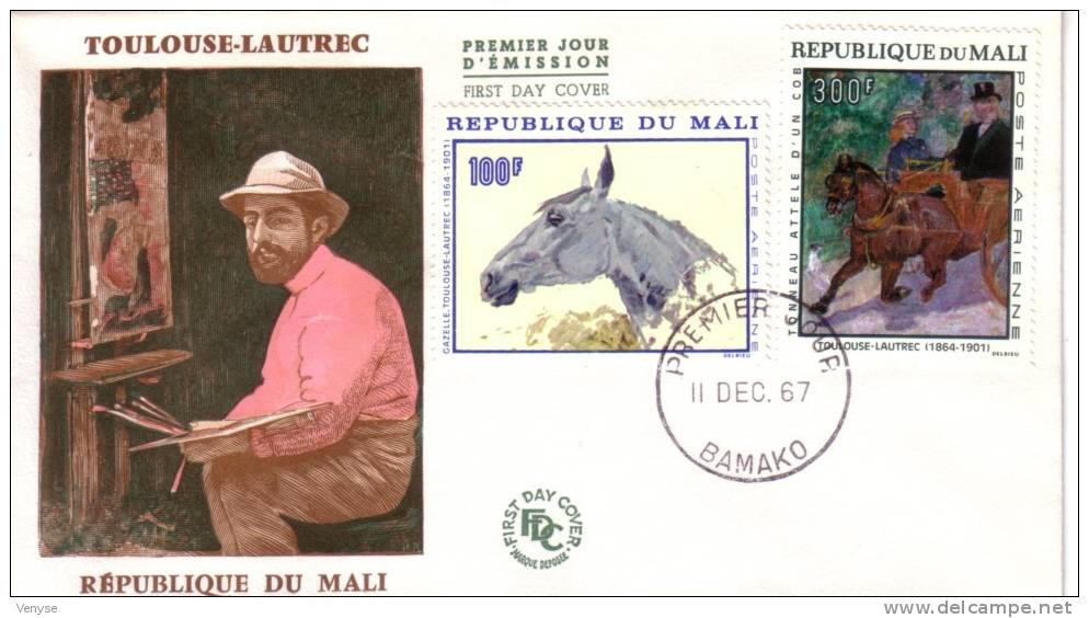 FDC MALI PEINTURE : TOULOUSE-LAUTREC  Cheval Et Attelage - Impresionismo
