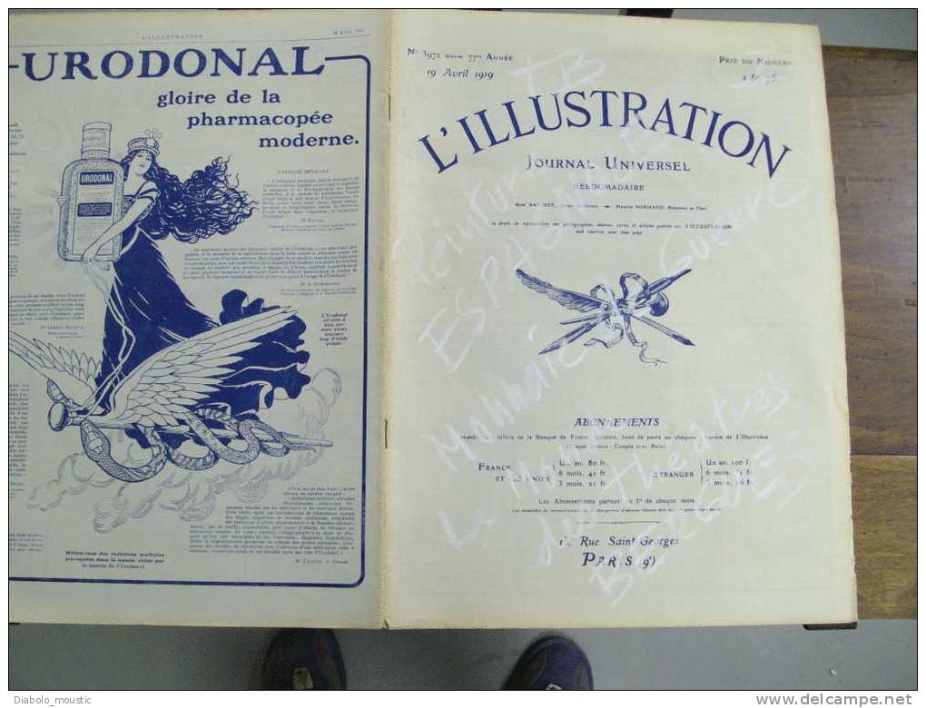 L´ILLUSTRATION  19 Avril 1919 : Peinture Espagnole ; Les Monnaies De La Guerre ; Le Monde Du THEÂTRE ; BERGUES - L'Illustration