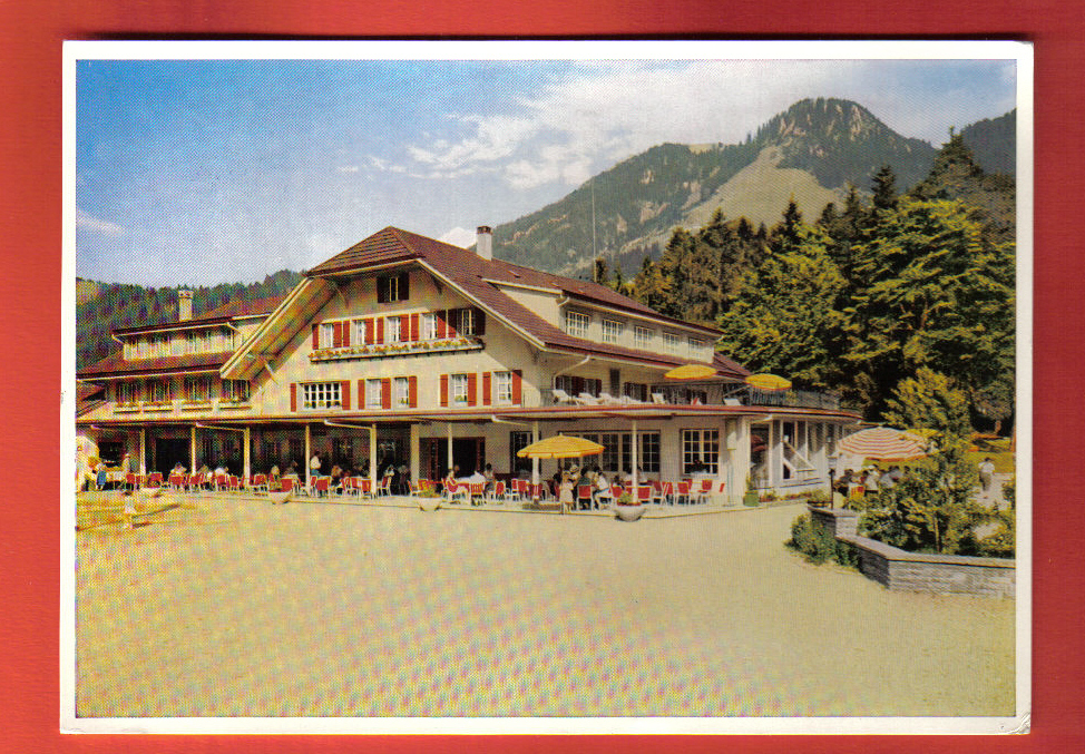 S249 Schwarzsee Lac Noir Fribourg, Hôtel Gypsera.Terrasse ANIME.Cachet Schwarzsee 1964.Mullhauer - Fribourg