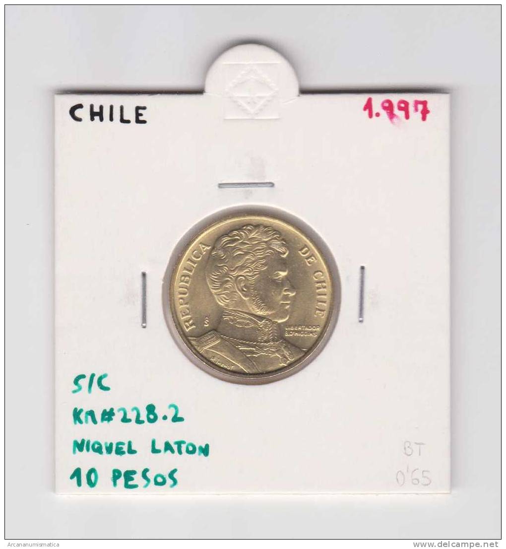 CHILE  10 PESOS  1.997   NIQUEL LATON   KM#228.2   SC/UNC      DL-7463 - Chile