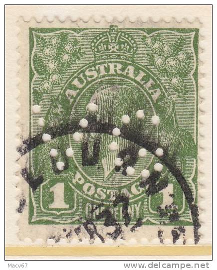 Australia 114  PERFIN   (o)  Wmk 228  Small Crown C Of A  1931-36 Issue - Usati
