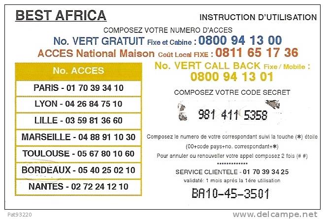 Télécartes / NEW BEST AFRICA - ANIMAUX De 7.5 &euro; / Occasion /semi-rigide Avec Empreinte TMS -dos Coloré  / B.E. - Other - Africa