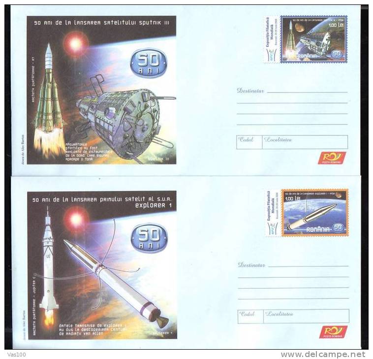 Romania 2008 SPACE,SPUTNIK + EXPLORER,2 COVERS - Europe