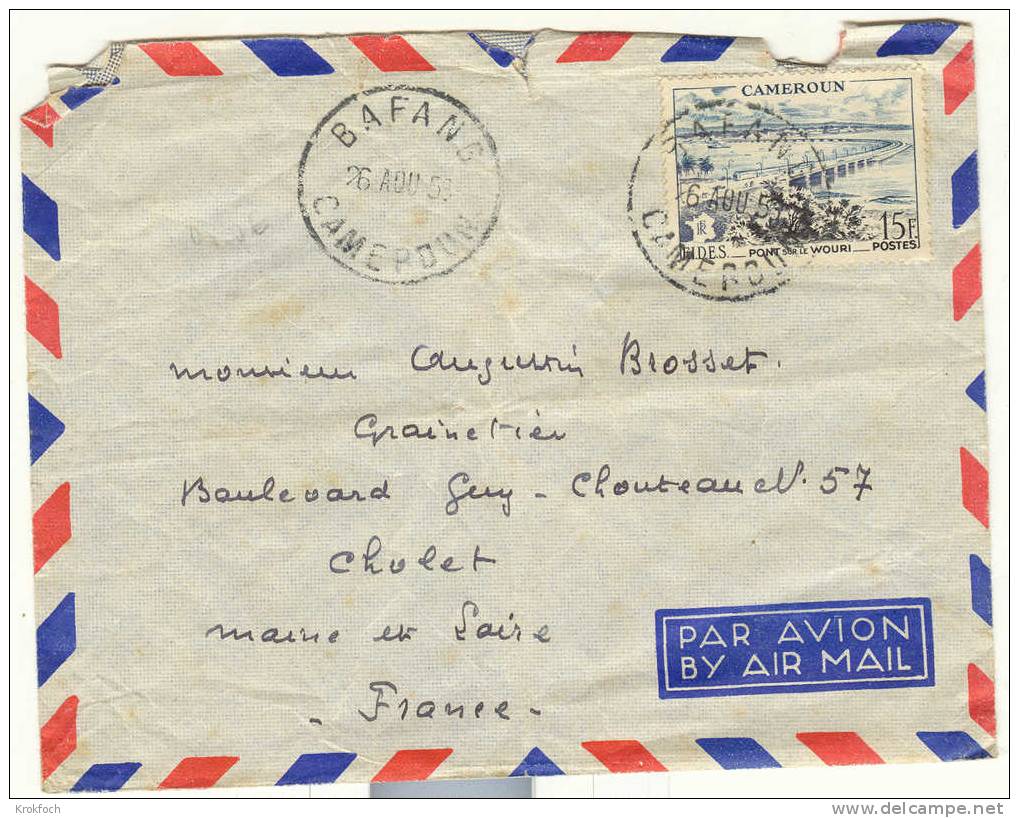 Bafang Cameroun - Lettre Avec Cachet Horoplan 1953 - Covers & Documents