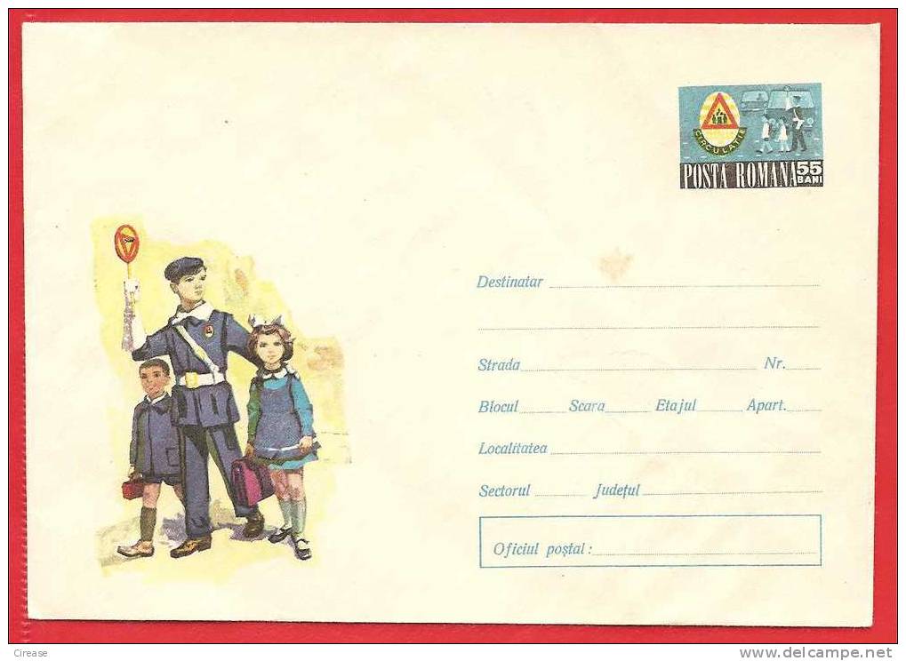 ROMANIA Postal Stationery Cover 1969.  Flagged Before Steer Left. Danger Of Accidents - Ongevallen & Veiligheid Op De Weg