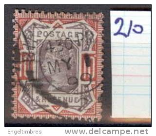 SG 210 10d Purple & Red Cat £38 - Used Stamps