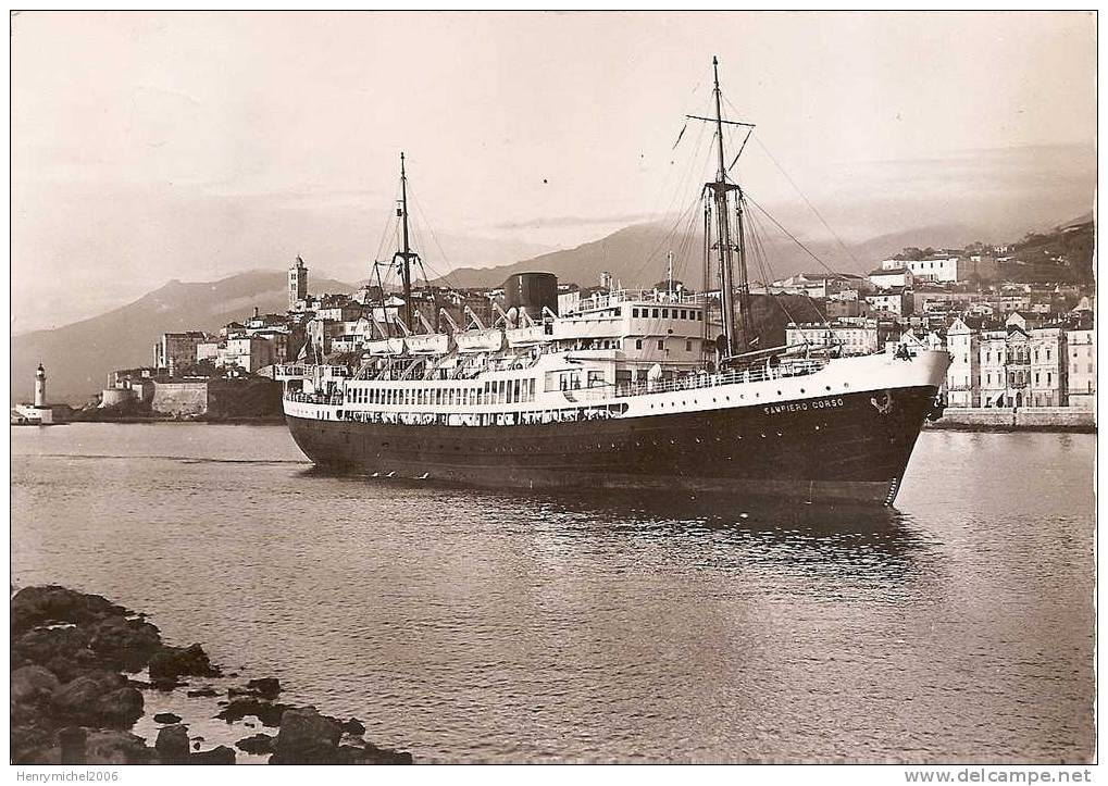 Bastia Le Bateau Paquebot " Sampiero Corso" , Ed Miramont En 1954 - Bastia