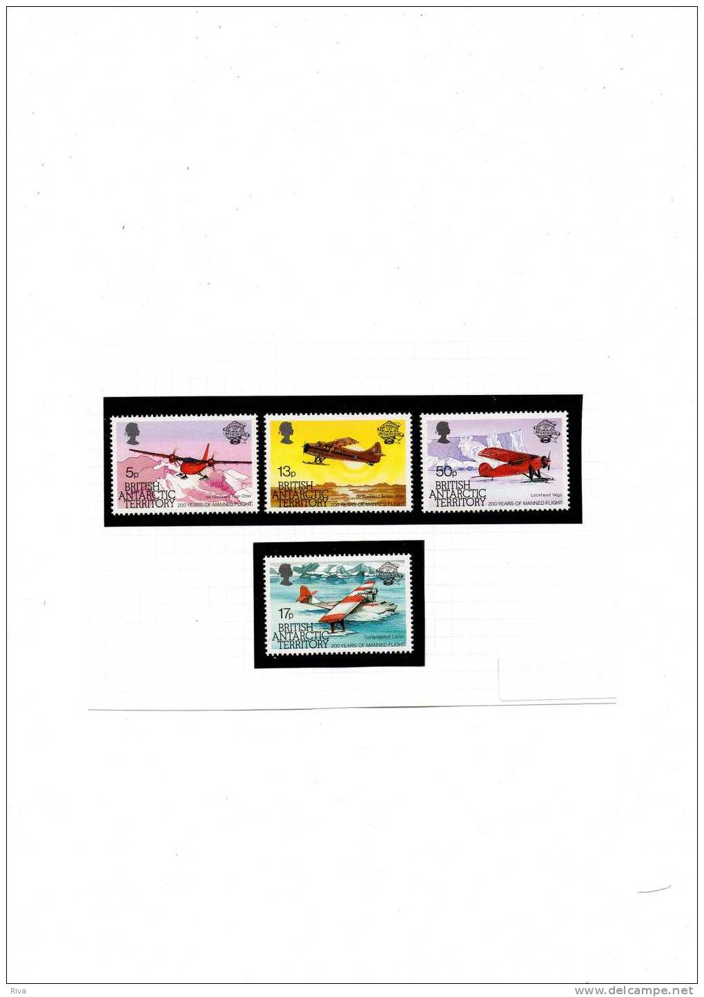 4 Valeurs British Antarctic Théme AVION - Other & Unclassified