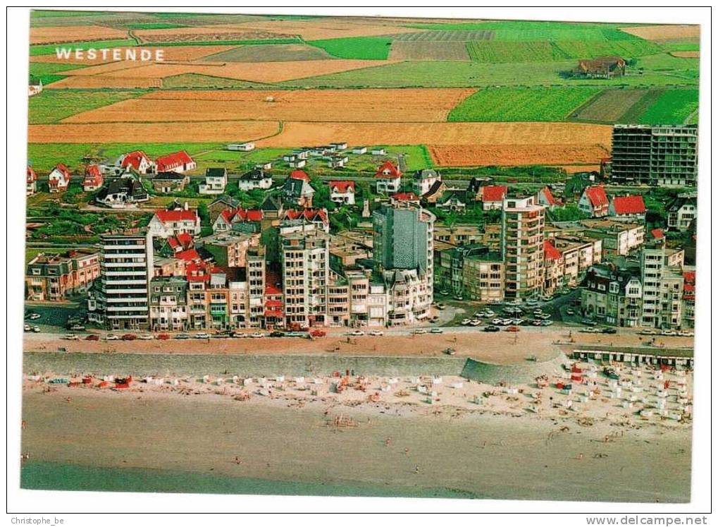 Oude Postkaart Westende Luchtfoto Strand En Zeedijk (pk118) - Middelkerke