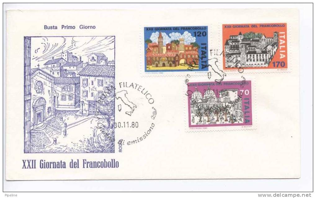 Italy FDC Stamps Day Complete With Cachet 30-11-1980 - Journée Du Timbre