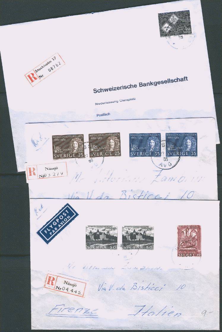 SUEDE Lot De 9 Lettres Recommandées - Storia Postale