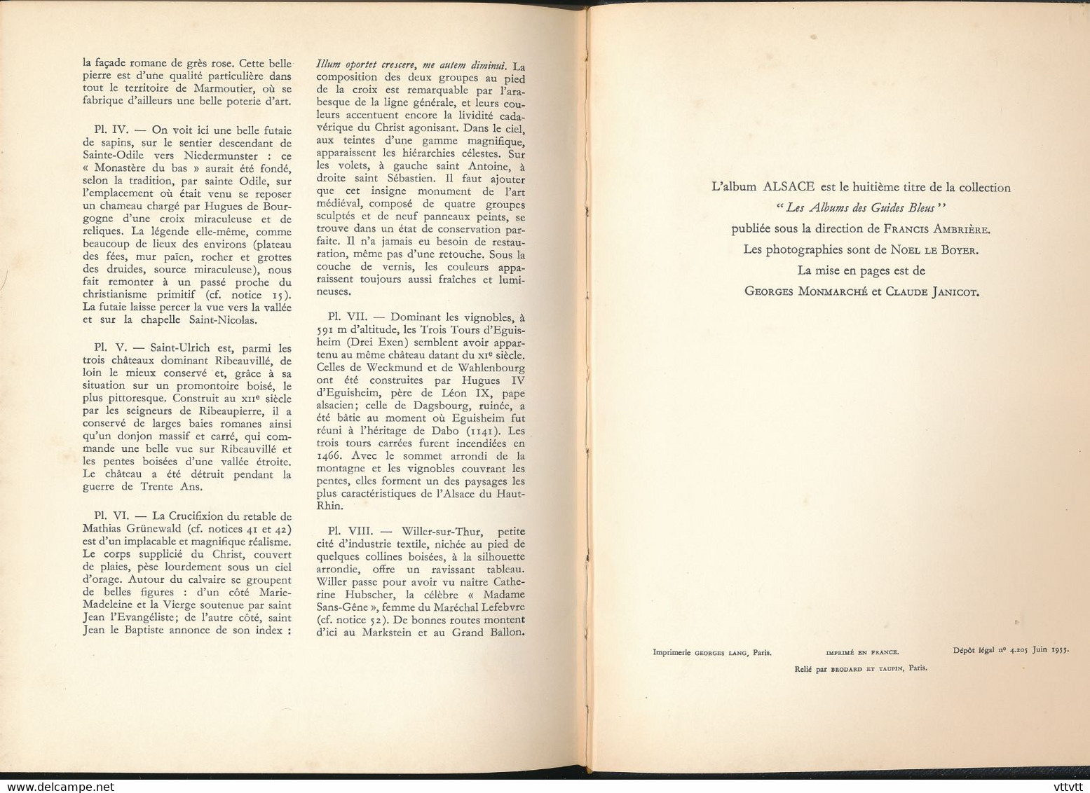 "ALSACE" de Philippe Dollinger (Hachette, 1955), Album des Guides Bleus, Photos N/B et Couleurs, 126 pages, Jaquette...