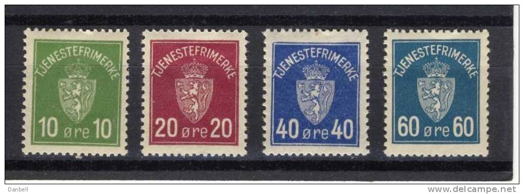 NOR03) NORVEGIA 1926 -FB Di Servizio - Serietta 4val.MNH** - Service