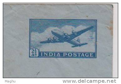 India-Airmail (Inland )--2 1/2As, Mint, Postal Stationery, Envelope, Aviation, Airplane, - Covers