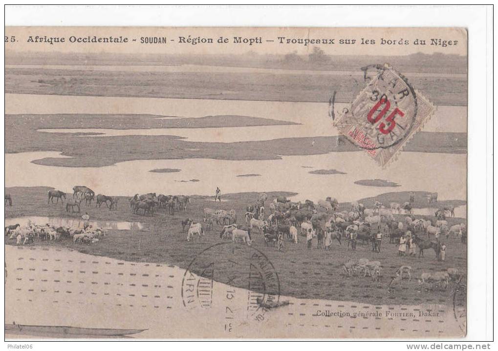 SOUDAN FRANCAIS  REGION DE MOPTI  FLEUVE NIGER  POSTEE A DAKAR EN 1913 - Sudán