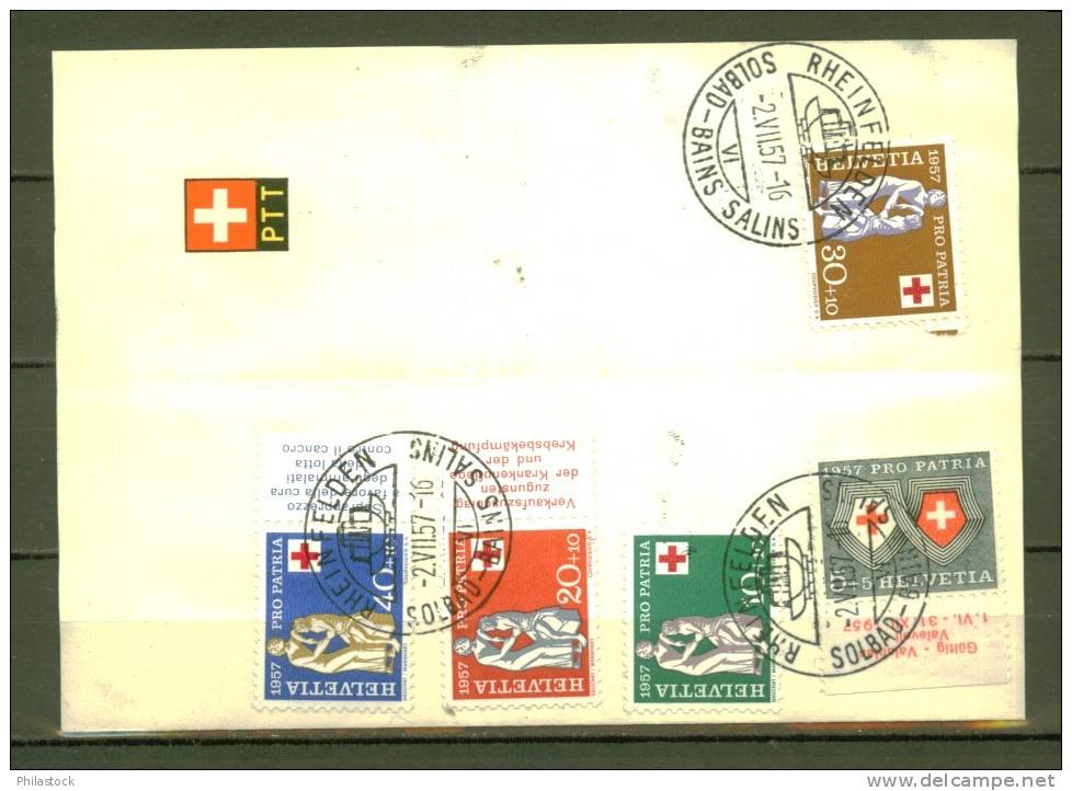 SUISSE N° 590 à 594 Obl. S/Document Postal - Lettres & Documents