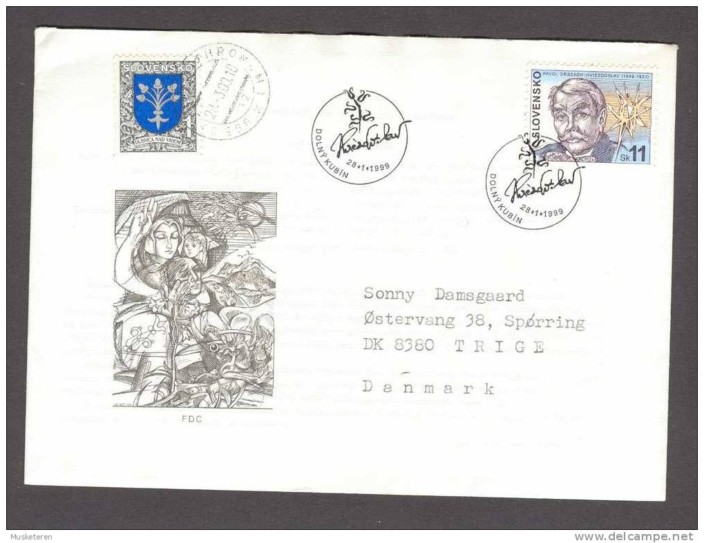 Slovakia 1999 FDC Cover Persönlichkeiten Pavol Orszag-Hviezdoslav Poet To Denmark - FDC